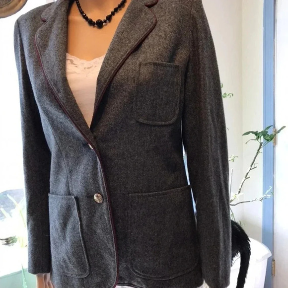 VTG JR Bazaar Wool 2 buttons 3 Pockets Gray Jacket Blazer Women Size 7 Pockets - Picture 8 of 8